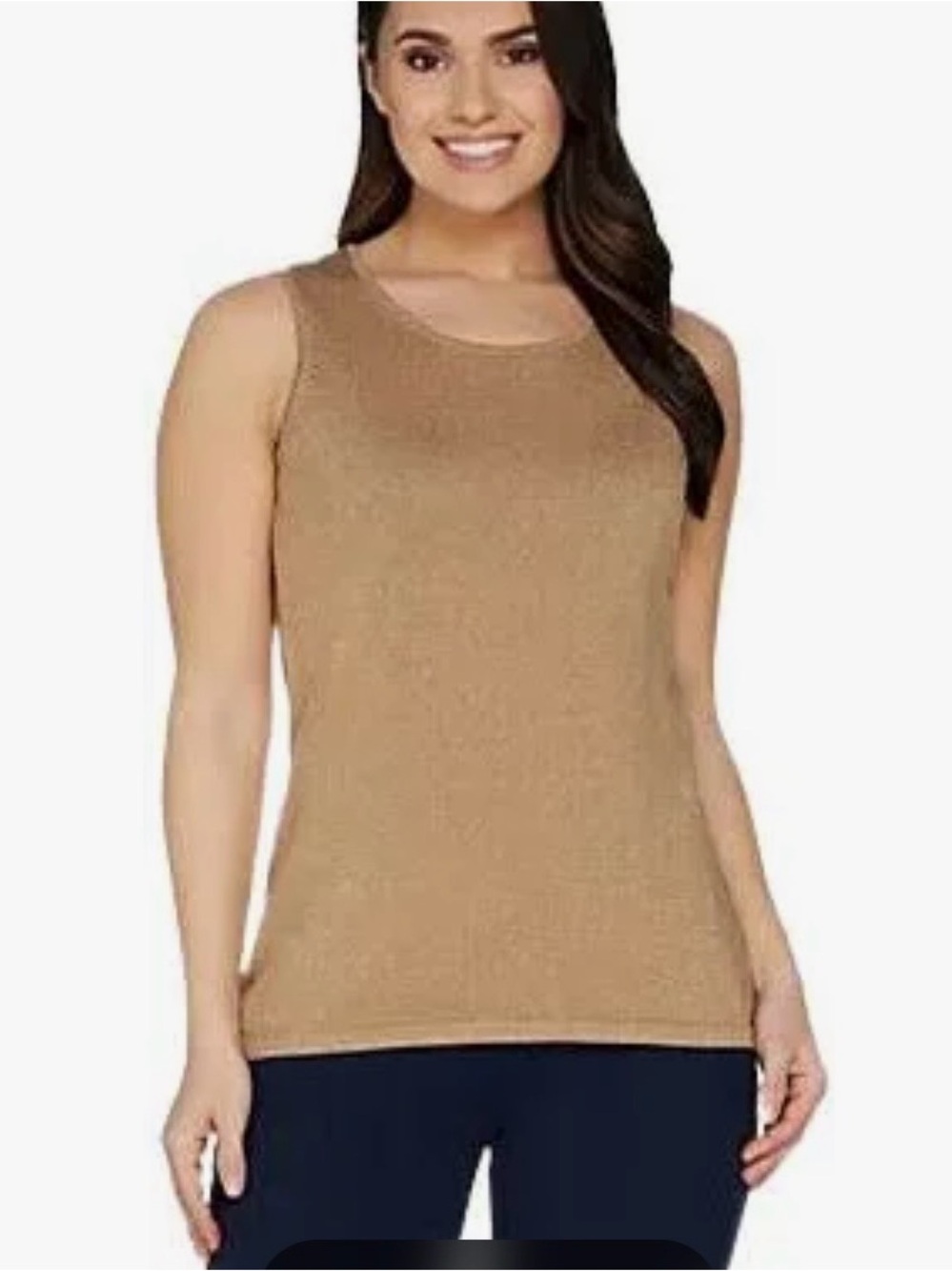 🐷 Belle by Kim Gravel Dark Gold Lurex Tank A301586 QVC